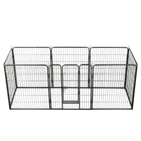 Dog Playpen 8 Panels Steel 31.5"x39.4" Black