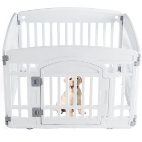 Dog Playpen Adjustable Folding Portable Pet Fence for Small to Medium Dogs Indoor Outdoor Use,4-Panel,White