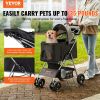 VEVOR Pet Stroller, 4 Wheels Dog Stroller Rotate with Brakes, 35lbs Weight Capacity, Puppy Stroller with Detachable Carrier