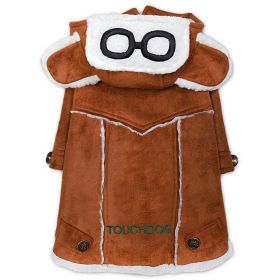 Touchdog 'Tuskegee' Aero-Vintage Designer Dog Coat (Color: Brown, size: medium)